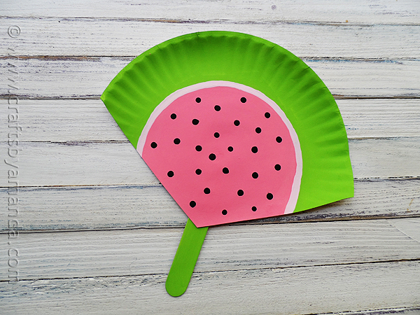 Craft ideas for Summer: Paper Plate Watermelon Fan Tutorial