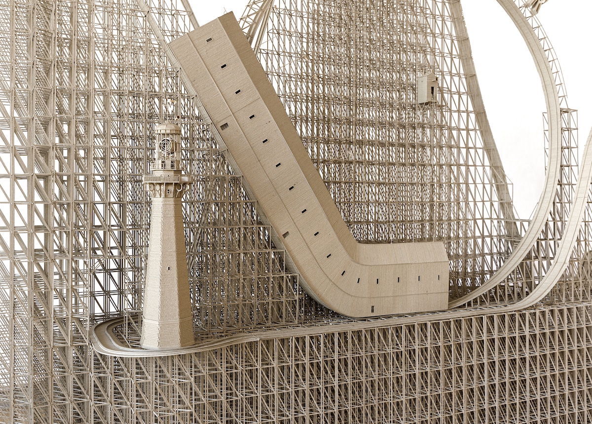 Cardboard Roller Coaster Sculpture by Daniel Agdag