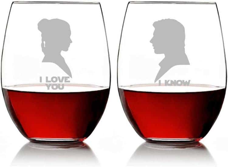 I Love You & I Know You Star Wars Wine Glasses