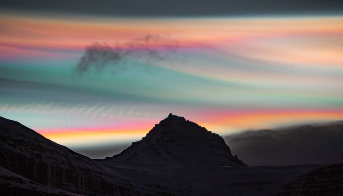 Nacreous Rainbow Clouds in Iceland