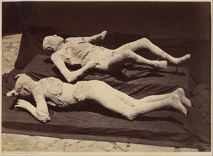 Old Photo of Plaster Casts from Pompeii