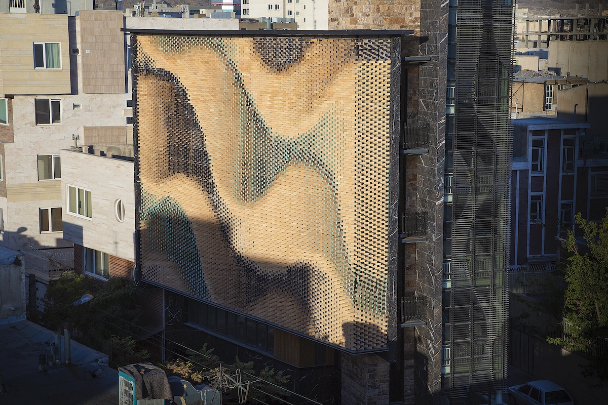 Brick Screen of Revolving Bricks Serai by Farhad Mirzaie and A.P.P Architects & Associates