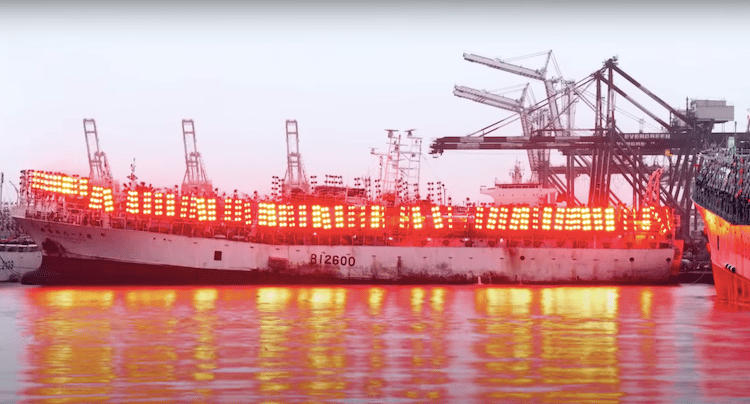 Red LED Lights on Fishing Boat